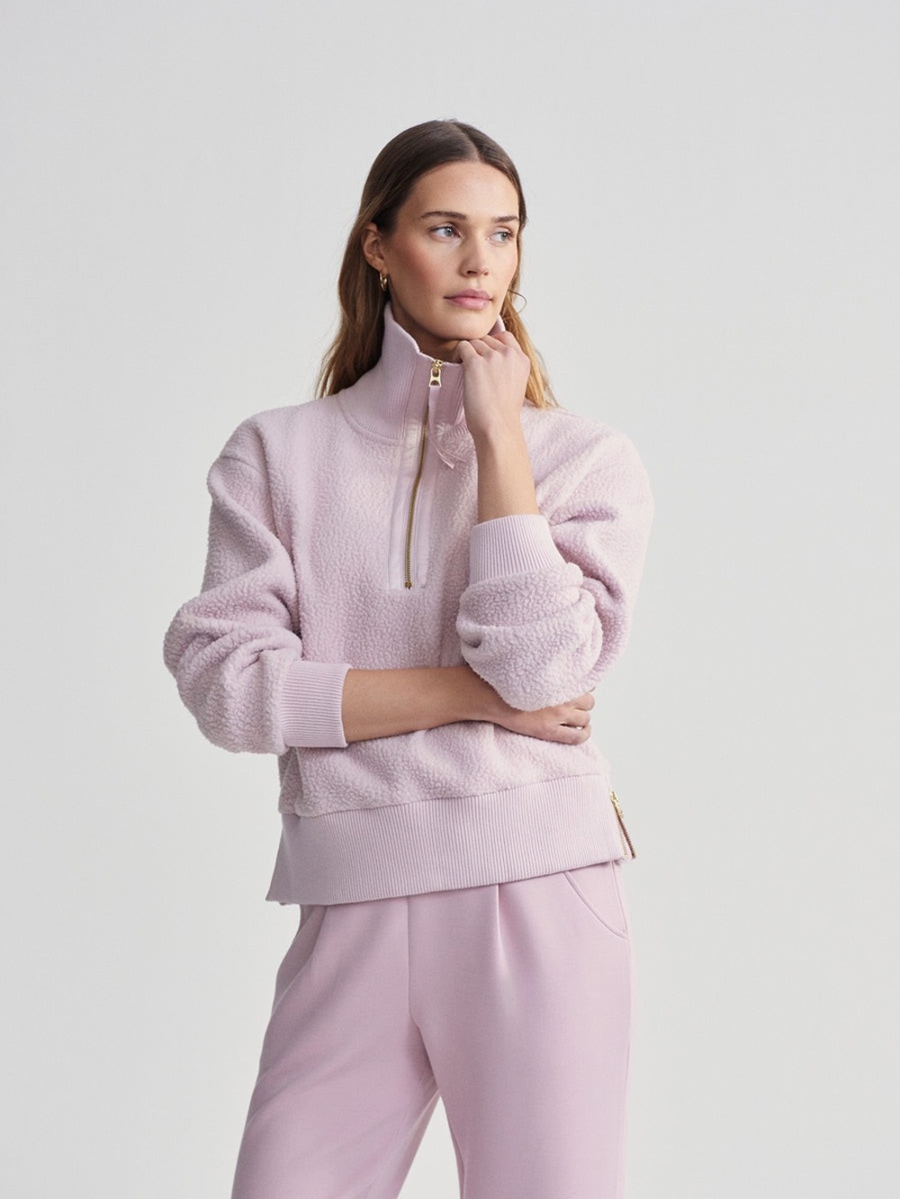 Varley Roselle Half-Zip Fleece In Burnished Lilac Relaxed Fit Cozy Pastel SZ S